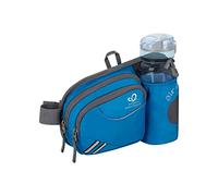 WATERFLY Gürteltasche Bauchtasche mit Flaschenhalter Damen und Herren, Atmungsaktiv Sport Hüfttasche für Laufen Radfahren Camping Klettern Reisen Wandern Joggen Hundetraining Blau