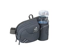 WATERFLY Gürteltasche Bauchtasche mit Flaschenhalter Damen und Herren, Atmungsaktiv Sport Hüfttasche für Laufen Radfahren Camping Klettern Reisen Wandern Joggen Hundetraining, Dunkelgrau