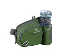 WATERFLY Gürteltasche Bauchtasche mit Flaschenhalter Damen und Herren, Atmungsaktiv Sport Hüfttasche für Laufen Radfahren Camping Klettern Reisen Wandern Joggen Hundetraining Grün