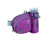 WATERFLY Gürteltasche Bauchtasche mit Flaschenhalter Damen und Herren, Atmungsaktiv Sport Hüfttasche für Laufen Radfahren Camping Klettern Reisen Wandern Joggen Hundetraining Violett.