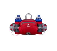 WATERFLY Gürteltasche mit Flaschenhalter, Gurt Verstellt Bauchtasche Hundetraining Handyfach Wasserdicht Hüfttasche für Wandern Reise Camping (Rot)