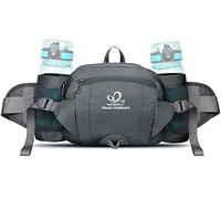 WATERFLY Gürteltasche mit Flaschenhalter, Gurt Verstellt Bauchtasche Hundetraining Handyfach Wasserdicht Hüfttasche für Wandern Reise Camping Hellgrau