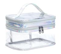 Waterproof Makeup Bag Pouch, PU Double Layer Transparent Cosmetic