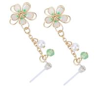 WATIIFUFU 1 Paar Kreative Ohrhänger Damen Ohrschmuck Ohrringe mit Grünem Blumen Design Leichter Resin Ohrentropfen für Alltag Party und Geschenk