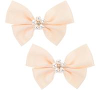 WATIIFUFU 2 Stück Beige Schleifen Schuhclips aus Legierung und Satin Abnehmbare Schuhschnallen für Flache Schuhe und Brautschuhe Einfach zu Benutzen und Modisches Schuhzubehör