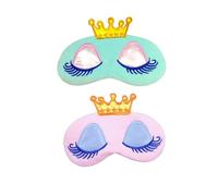 WATIIFUFU 2 Stück Cartoon Schlafmaske mit Langem Wimperndesign Superweiches Plüschmaterial Lichtblockierend Verstellbares Doppelband für Frauen und Mädchen in Blau