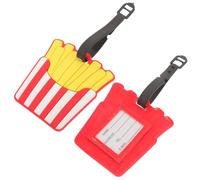 WATIIFUFU 2 Stück Gepäckanhänger Pommes Frites aus Langlebigem PVC Lustige Kofferanhänger mit Adressschild Kompakt und Sicher für Reisen