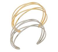 WATIIFUFU 2 Stück Teiliges Boho Armreifen Metall Mehrlagig Offen Modisch Gold und Silber Filigrane Damenarmbänder für Alltag Party und Festliche Anlässe