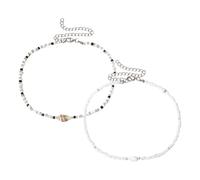 WATIIFUFU 2 Stück Teiliges Perlen muschel choker Handgefertigte Verstellbare Bunte Strandhalsketten Sommerliche Boho perlenkette für Teenager und Frauen Party Geschenkaccessoire