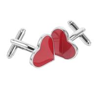 WATIIFUFU Rote Herz Manschettenknöpfe mit Kleber für Valentinstag Hochzeit Romantische Kleine Schmuckmanschettenknöpfe für Herren Hemd Elegantes Accessoire für Geschäftsfeiern und Festliche