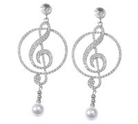 WATIIFUFU Silber Musiknoten Ohrringe Damen Hängend Leicht Lange Baumelnde Ohrhänger Elegant Modisch für Musikliebhaber Geschenk Idee