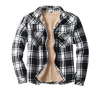 Wattierte Hemden für Herren, Holzfällerjacke, Fleece, kariert, lässig, Knopfleiste, Trucker-Jacke, Fleece, Sherpa-Jacke, Winterjacken, dicke Thermo-Oberbekleidung, lange Ärmel, Oberteil, Tasche,