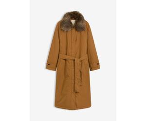 Wattierter Trenchcoat mit abnehmbaren Fellkragen 46