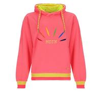 Wattlöper Damen Sweathoody mit bunten Regenbogenstrahlen und Moin-Stickerei - Modischer Kapuzenpullover in Pink Größe XL