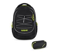 Wave Boost Schulrucksack Set 2 - teilig mit Schlamperbox / 40 x 27 x 17 cm / 30 Liter/Unisex/Rucksack Daypack (338-90 SET-1) (Bold)
