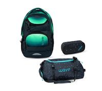 Wave Infinity Move Schulrucksack Set 3 - teilig mit Federmäppchen und Sporttasche / 40 x 27 x 21 cm / 30 Liter/Unisex/Rucksack Daypack (338-92 SET-2) (Gradient Aurora)