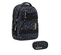 Wave Infinity Schulrucksack-Set 2tlg Black and Yellow Dot