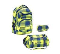 Wave Infinity Schulrucksack Set 3 - teilig mit Laptopfach Tabletfach / 43 x 31 x 22 cm / 30 Liter/Unisex Mädchen Jungen/Rucksack Daypack Pink (338-72/A Set2 Neon Pattern)