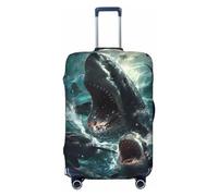 Wave Ocean Animal Shark Reisegepäckhüllen - elastische Kofferabdeckungen für Gepäck 45,7 - 81,3 cm, Schwarz, Medium