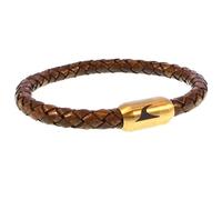 WAVEPIRATE® Echt Leder-Armband SYLT G Cognac/Gold 23 cm Edelstahl-Verschluss in Geschenk-Box Männer Damen Herren