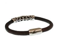 WAVEPIRATE® Echt Leder-Armband SYLT XO R Braun/Silber 24 cm Edelstahl-Verschluss in Geschenk-Box Männer Damen Herren