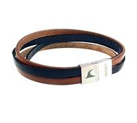 WAVEPIRATE® Echt Leder-Armband TWIST Navy Cognac 18 cm Edelstahl-Verschluss in Geschenk-Box Herren Männer Surfer