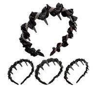 Wavy Headband, Rhinestone Hair Hoop, 5 Inch Wavy Band with Teeth Grip, Fashion Hair Accessory, Styling for Women, Girls, Bridesmaids, Dancers, Evening, Home, Summer, Holiday, Black