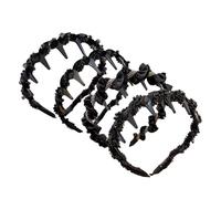 Wavy Headband, Rhinestone Hair Hoop, Decorative Teeth Hairband, Sparkling Acrylic and Cloth Design, Ideal for Daily or Formal Wear, 4.72-5.31 Inches, Black Color, 4 Pieces