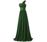 WAWALI Hochzeits Partei Abschlussball Kleider Chiffon Frauen Eine Schulter 6 Dunkelgrün