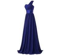 WAWALI Hochzeits Partei Abschlussball Kleider Chiffon Frauen Eine Schulter 6 Königs Blau