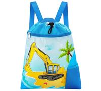 WAWSAM Kordelzug Rucksack Kinder - Bagger Wasserdicht Turnbeutel String-Rucksack für Jungen Sport Schule Strand Reisen Schwimmen Sportbeutel mit Reißverschlusstasche Wasserflasche Tasche