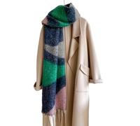 Wayfadacc Stilvoller Patchwork Schal für Damen, weicher, exotischer Schal mit Fransen, Nackenschutz, Damenschal, leichter Patchwork Wickelschal für Damen