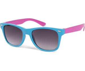 Wayfarer STYLEBREAKER "Kinder Sonnenbrille Nerd Style", Jungen, blau (gestell hellblau, pink, glas grau verlauf), Modisch, Sonnenbrillen (65746160-0) gestell hellblau, pink, glas grau verlauf