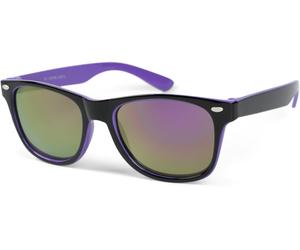 Wayfarer STYLEBREAKER "Kinder Sonnenbrille Nerd Style", Jungen, lila (gestell schwarz, lila, glas lila verspiegelt), Modisch, Sonnenbrillen (89787105-0) gestell schwarz, lila, glas lila verspiegelt