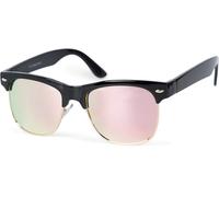 Wayfarer STYLEBREAKER "Kinder Sonnenbrille Ovale Gläser", Jungen, pink (gestell schwarz, gold, glas pink verspiegelt), Modisch, Sonnenbrillen (86025526-0) gestell schwarz, gold, glas pink verspiegelt