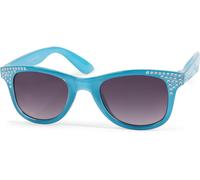 Wayfarer STYLEBREAKER "Mädchen Nerd Sonnenbrille mit Strass", Jungen, grau (gestell blau, glas grau verlauf), Modisch, Sonnenbrillen (59045016-0) gestell blau, glas grau verlauf