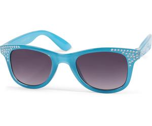 Wayfarer STYLEBREAKER "Mädchen Nerd Sonnenbrille mit Strass", Jungen, grau (gestell blau, glas grau verlauf), Modisch, Sonnenbrillen (59045016-0) gestell blau, glas grau verlauf