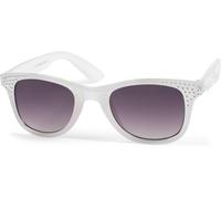 Wayfarer STYLEBREAKER "Mädchen Nerd Sonnenbrille mit Strass", Jungen, grau (gestell weiß, glas grau verlauf), Modisch, Sonnenbrillen (25544227-0) gestell weiß, glas grau verlauf