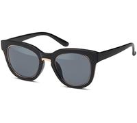 Wayfarer STYLEBREAKER "Nerd Sonnenbrille mit Kunststoff Metall Rahmen", Damen, grau (gestell schwarz, gold, glas grau getönt), Modisch, Sonnenbrillen (70276804-0) gestell schwarz, gold, glas grau getö
