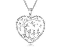 Waysles Damen Baum des Lebens Halskette 925 Sterling Silber Mutter und 3 Kinder Kette Lebensbaum Herz Anhänger Mama Tochter Schmuck Geschenke für Mädchen