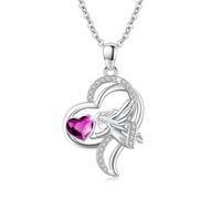 Waysles Herz Schutzengel Halskette 925 Sterling Silber Engel Halskette mit Herz Kristall Lila niedlich Taufe Kommunion Schmuck Kette für Mädchen Junge Kinder Geburtstagsgeschenk
