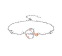 Waysles Mutter Armband für Damen S925 Sterling Silber Rosé Gold Herz Mutter Armband mit Gravur Schmuck Geschenk für Mama Frau zum Muttertag