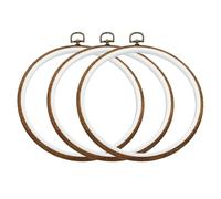 Waziaqoc Stickrahmen-Set, 20,3 cm, runder Kreis, Holzimitat, Kreuzstichrahmen für Kunst, Handwerk, Nähen und Aufhängen (3 Stück)