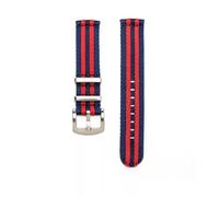 WB Original Nylon-Uhrenarmband 2-teilig | Blau/Rot - 22 mm - Schließe: Silber Gebürstet | Nylon | Ersatz-Armband