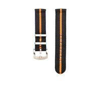 WB Original Nylon-Uhrenarmband 2-teilig | Schwarz/Orange - 22 mm - Schließe: Silber Gebürstet | Nylon | Ersatz-Armband