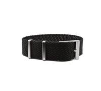 WB Original Premium Perlon-Uhrenarmband | Schwarz - 20 mm - Schließe: Silber Gebürstet | Nylon, Perlon | Ersatz-Armband