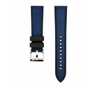 WB Original Segeltuch/Kautschuk Hybrid-Uhrenarmband | Blau - 20 mm - Schließe: Silber Gebürstet | Cordura, Gummi, Segeltuch | Ersatz-Armband