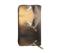 WBQLSL An egret Takes Flight bedruckte kleine Leder-Clutch, 19,1 x 10,4 cm