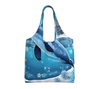 WBQLSL Bedruckte Damentasche aus Segeltuch mit Motiv "Winter the Delphin" - lässige Schultertasche + Handtasche mit Doppelzweck-Design