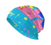 WBQLSL Happy Birthday Ballon Erwachsene Mode Strickmütze Unisex Täglich Strickmütze Outdoor Sport Reisen Doppellagige Mütze 27,9 x 26,9 cm Schwarz